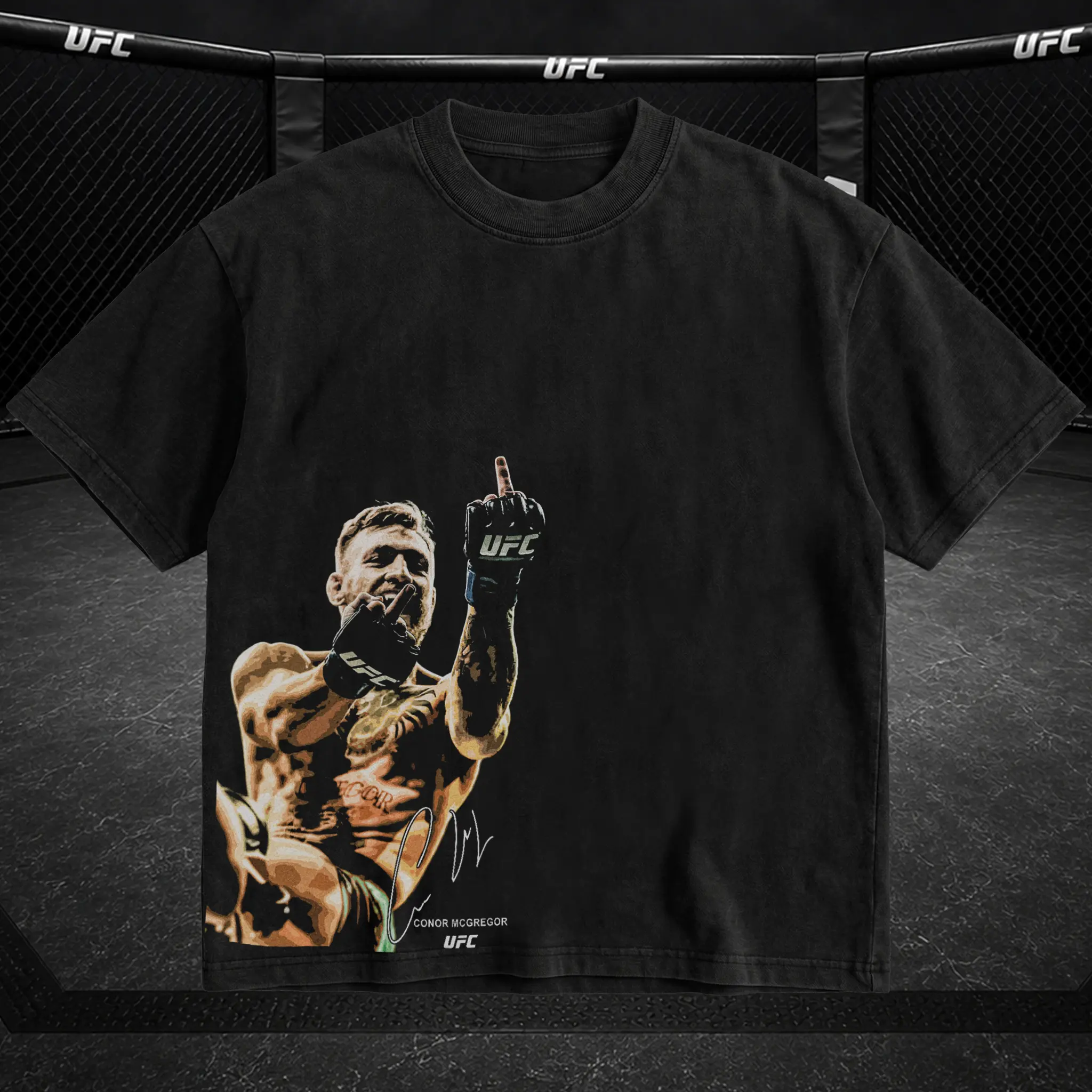 UNDISPUTED Conor "The Notorious" McGregor Iconic Signature Crew Neck Heavy Cotton Tshirt - Men's Short-Sleeve Top, UFC MMA Fan Apparel, Classic Streetwear, All-Seasons Basic, Cold-Wash Safe, Digital Print Pump Cover, Tops, Shortsleeve, Menswear, Tee, Soft