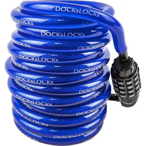Weatherproof Coiled Security Cable Lock 15ft (5ft to 25ft Lengths Available) with Resettable Combination, Anti-Theft Protection for Kayaks, Bikes, Paddleboards, Scooters, Equipment, Bicycles and More