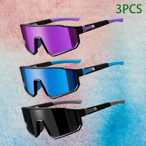 Unisex 3-Pack Outdoor Sports Cycling Sunglasses with UV400 Lens, Windproof Sports Shades for Running, Hiking