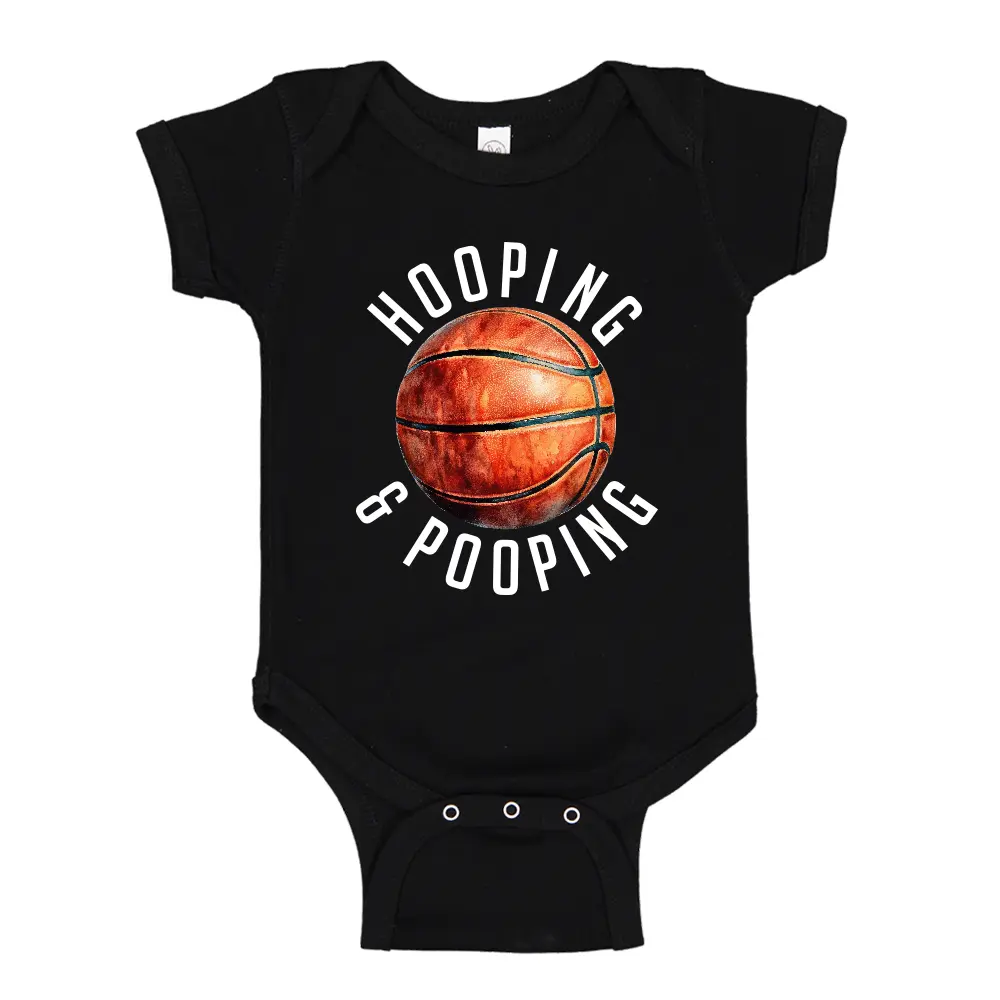 Funny Basketball Baby Bodysuit One Piece Or Toddler T-Shirt Hooping and Pooping Bball Baby Gift