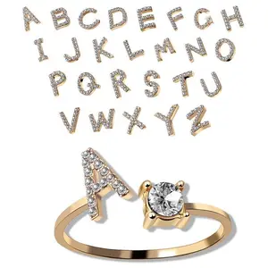 Personalized Adjustable Initial Letter Ring for Women – 26 Alphabet Options, Simple Elegant Fashion Jewelry, Great Gift for Her