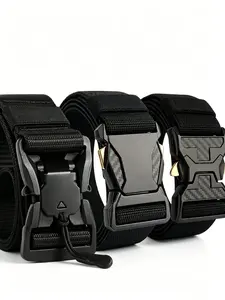 3-Piece Sporty Quick-Release Belt, Durable Nylon Webbing, Convenient Plastic Buckle, Ideal for Daily Use, Outdoor Activities, Golf, Baseball, Softball
