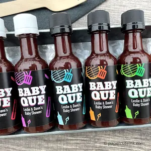 Baby Shower BBQ Hot Sauce Favors Personalized Bottle Favors, Set of 12 Labels