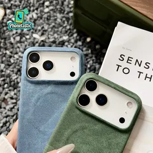 Phonetastic iPhone 17 Pro Denim Phone Case Waterproof Stylish Protective Cover with Trendy Denim Pattern Shockproof Screen Protector Casing