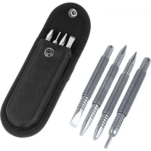 4-Piece Nail Setter Dual Head Nail Set & Dual Head Center Punch & Hammerless Cold Chisel & Hinge Pin Remover Punch Set, Nail Setter Features 1/8-in, 3/32-in, 3/16-in, 1/16-in, 5/16-in, 1/8-in