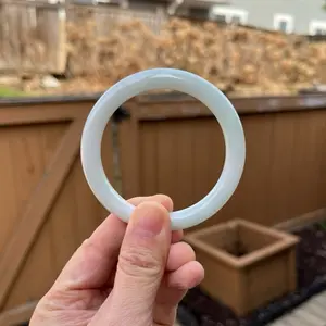 BW059-RM 53.1mm Certified Untreated Grade A Jade Bracelet｜Burmese Jadeite Bangle｜Round Light Green