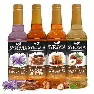 Syruvia Premium Flavored Collection, Variety Pack – Lavender, Cookie Butter, Caramel & Hazelnut Syrup – Perfect for Coffee, Iced Coffee, Lattes & Desserts – 25.4 Fl oz Bottles (4 Pack)