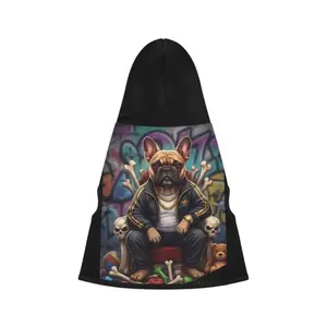 Trendy Tailz Pet Hoodie - 100% Soft Polyester King Street Art Graphic Quick Dry Dog Hoodie, Durable, Shape-Retaining, Full Back Print, Ribbing, Multi-Size, Street Look, Quick Dry Hoodie