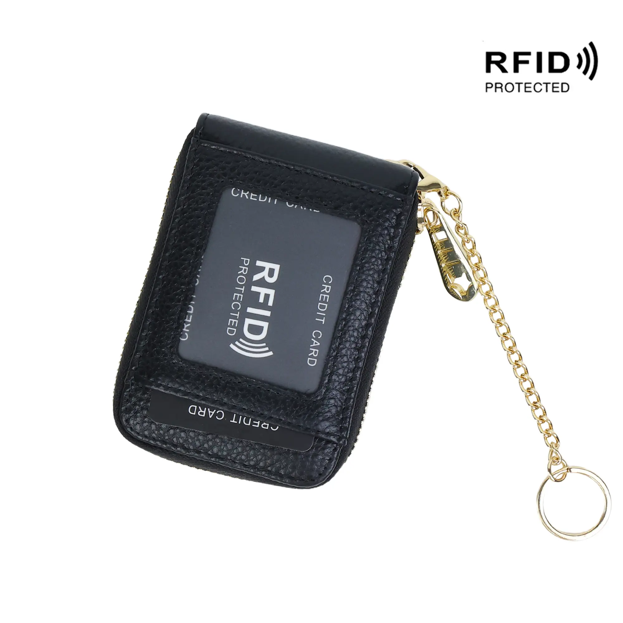 Women's Genuine Leather RFID Blocking Wallet - RFID Protected Accordion Card Holder with 12 Slots, 2 Bill Compartments, Anti-Magnetic Zipper Coin Purse, Detachable Key Ring, Ample Secure Storage, Durability, Rfid Blocking Wallets