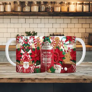 1pc  11oz ceramic mug, gingerbread man, coffee mug with handle, wine glass, tea, Valentine's Day, Mother's Day, Christmas gift (cups only) , suitable for gift-giving