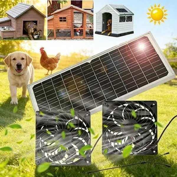 【BackToSchool】Summerfinds Wireless Solar Dual Fans Vent Fan - Speed Heat Exhaust, IP65 Waterproof, Epoxy Laminated, Tool-Less Screwless Easy Install, Eco-Friendly, No Wiring for Greenhouse, RV, Outdoor Shelter