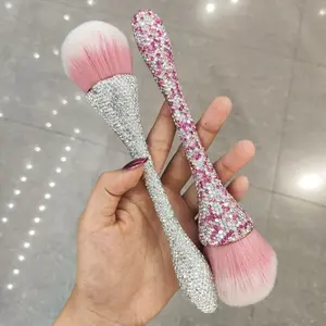 Luxury Small Waist Loose Powder Brush Single Pack, Sparkling Artificial Diamond Makeup Brush, Fashion Trendy Beauty Tool, Makeup Blending Brush