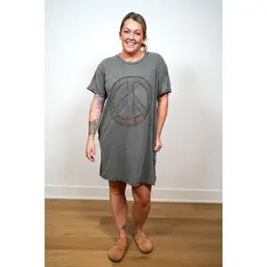 Peace For You Washed Cotton Tunic Dress