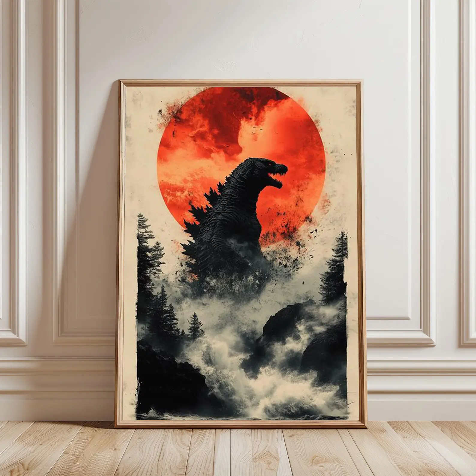 Poster Unframed Legendary Godzilla | Plasma Blue Monster Art Print for Man Cave or Bedroom, Animal Japan Nature Wall Art Decor Japanese Kaiju Film Poster Retro Godzilla Home Decor Vintage Movie Poster Classic Godzilla Poster