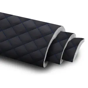 63" Wide Nappa Leather Fabric Diamond Design with Foam Layer Durable Waterproof Material for Car Headliner upholsterer & Home Furniture Decoration Sold By Yard