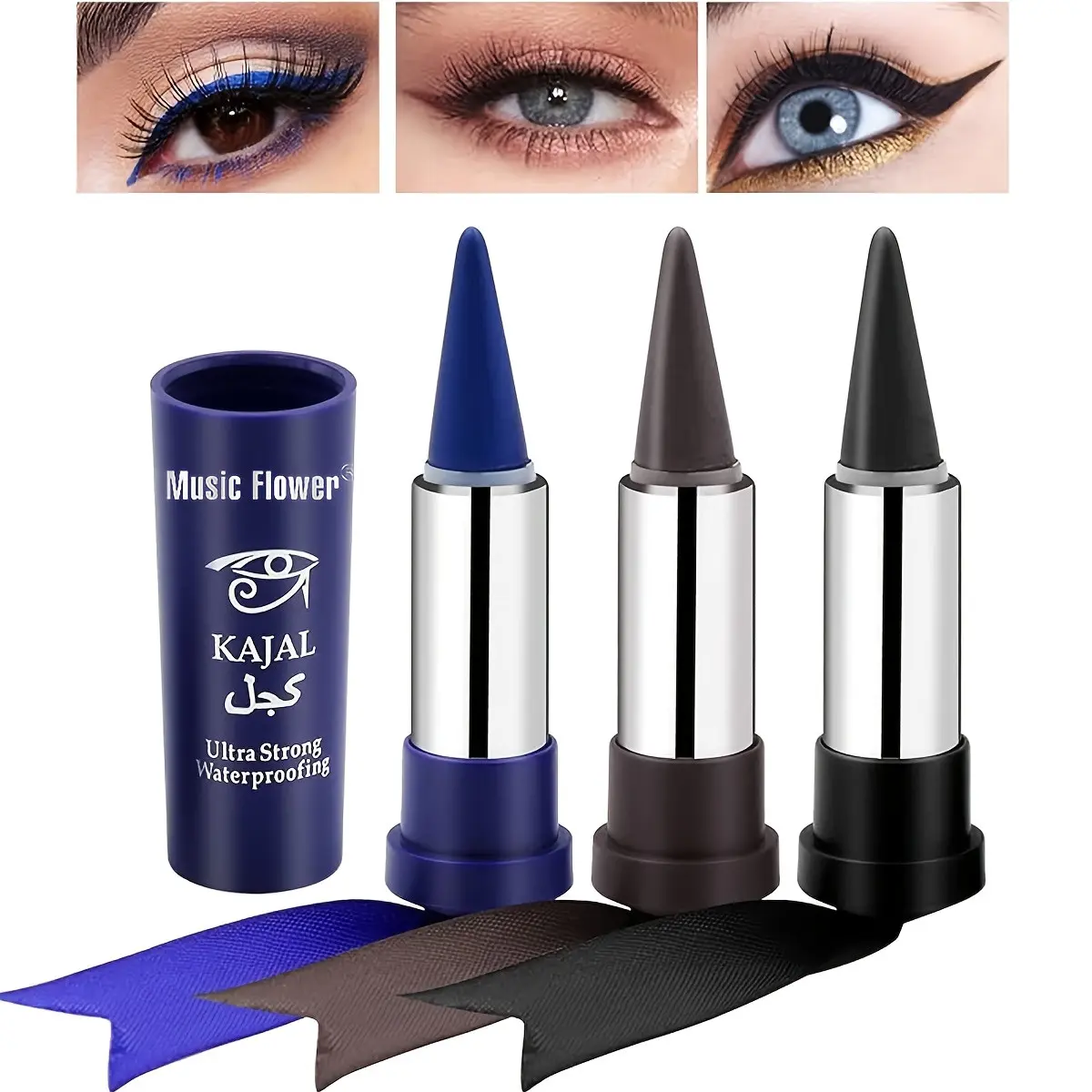 Waterproof 3-Color Eyeliner Set (, Blue, ), Long-Lasting Smudge-Proof Sweat-Resistant, Easy to Apply Layerable, Halloween Makeup Essential, Eye Makeup Supplies, Longwear Eye Liner, Eye Makeup Products