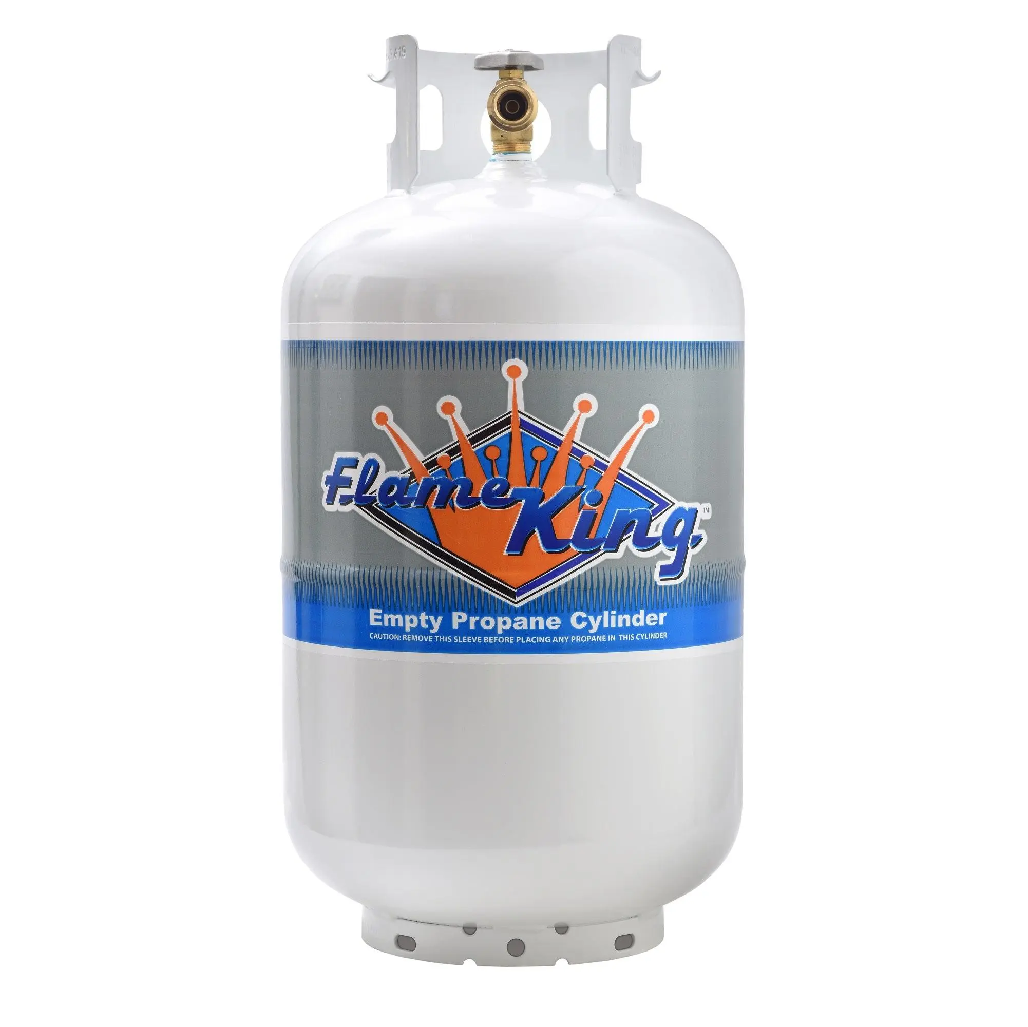 Flame King 30LB Steel Propane Tank LP Cylinder with Type 1 Overflow Protection Device Valve DOT and TC Compliant, White