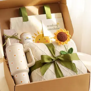 Sunshine Gift Box for Women - Sunflower Gifts for Best Friends Box of Sunshine - Thinking of You Self Care Get Well Soon Gift Baskets for Women - Care Package Birthday Gifts Boxes for Woman, Mom, Girl