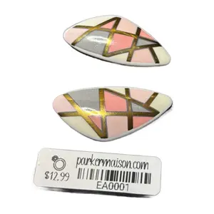 ParkerMaison 80's Miami Nights Earrings for Pierced Ears EA00001 Geometric Pink Gold Design Unisex Vintage Jewelry