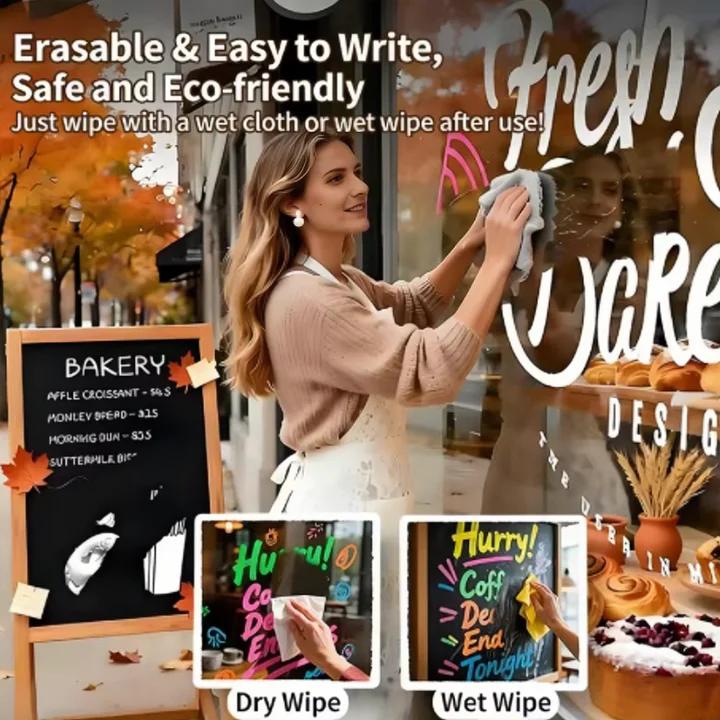 5 Pack White Liquid Chalk Markers – 5 Nib Sizes (0.7, 3, 6, 10, 15mm), Erasable & Washable Window Markers for Glass, Car Windows, Chalkboard, Menu Boards & Signs, Non-Toxic, Dust-Free for Home & School