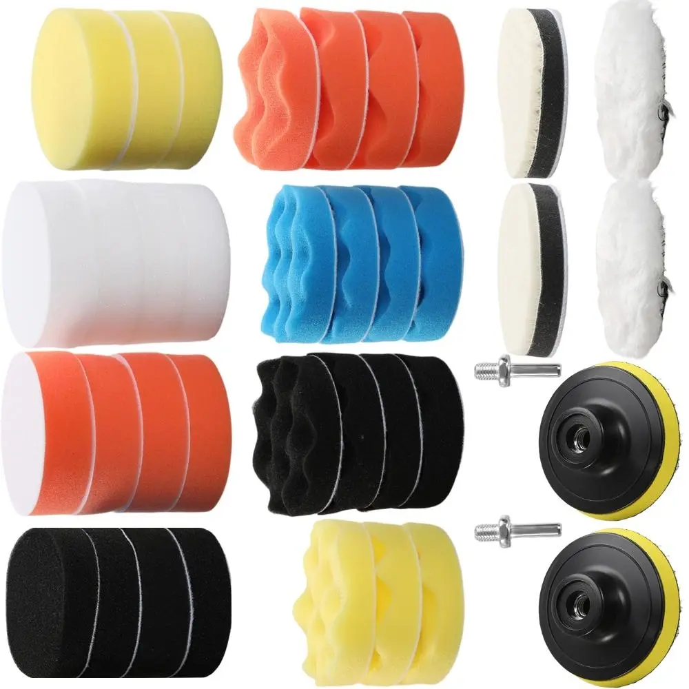 38 Pcs Car Foam Polishing Pad Kit for Drill,Sponge Buffing Pads Set with Drill Adapter,Woolen Buffer Pads Multi-Pack for Car Scratch Repair,Waxing,Detailing,Halloween Christmas Party Fathersdaygift,Hand Tools Kits