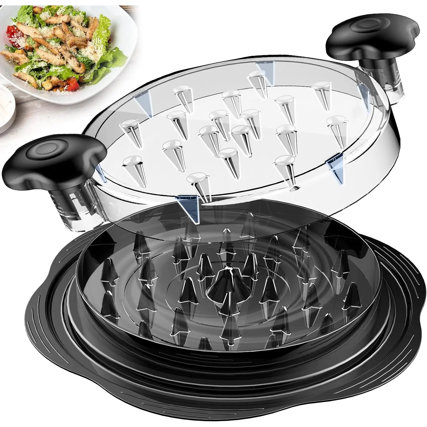 Chicken Shredder Large Chicken Breast Shredder Tool Twist with Brush&Fork, Visible Meat Shredder Machine, Strong Anti-Slip Strip, Ergonomic Handle, BPA Free, Suitable for Pork Beef Chicken SURETIVIAN