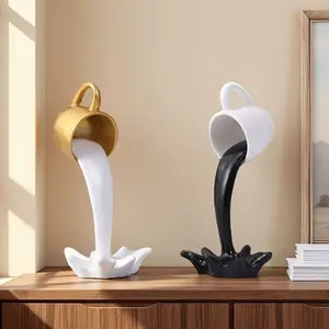 and Resin Coffee Cup Decor, Creative Flowing Mug Ornament, Home Room Decoration Artistic Prank Craft