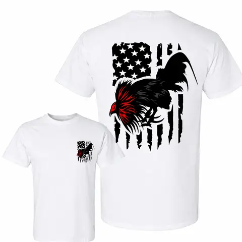 Gamefowl Rooster USA Flag T-Shirt, American Fighting Rooster Graphic Tee Patriotic, Chicken Lover Shirt, Vintage USA Flag, Gamecock Design, Farm Life Poultry Breeder Gift, Independence Day Unisex Apparel