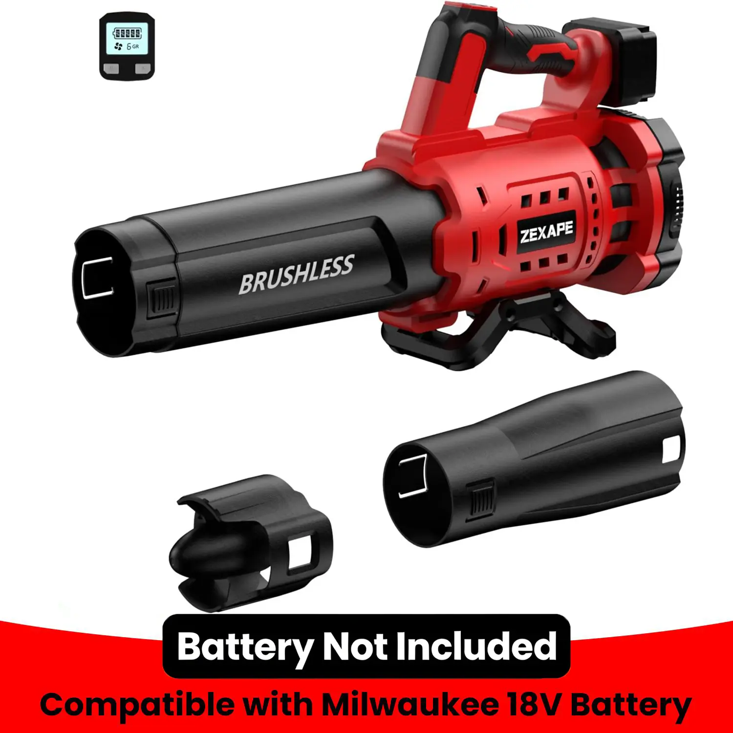 【No Battery】Cordless Leaf Blower For Milwaukee 18V Battery 480 CFM Electric Blower with Brushless Motor, 6 Variable Speed Up to 130MPH, Digital Display Control Handheld Blower for Lawn Care, Yard