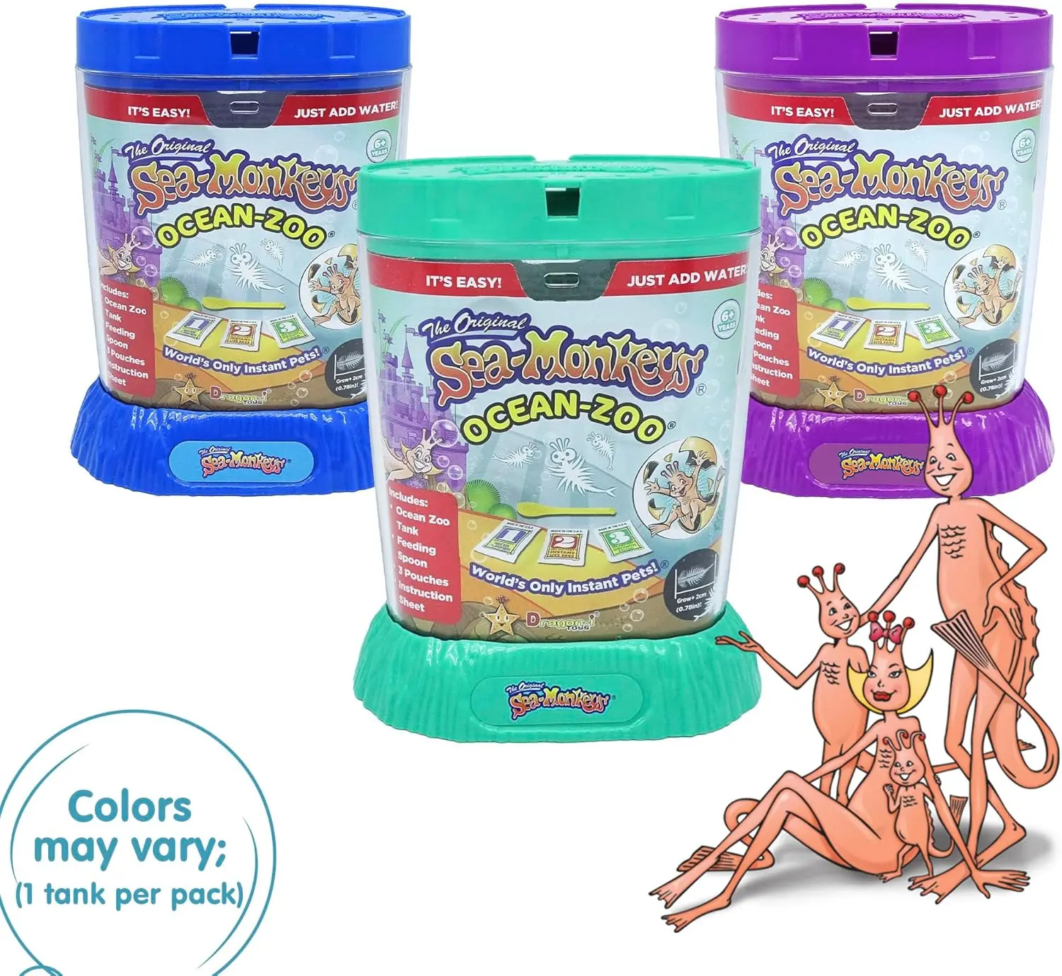 Sea-Monkeys®️ Ocean Zoo - World's Only Instant Pet Toy - Ages 6+ (Pack of 1) - Toy Brine Shrimp Aquarium