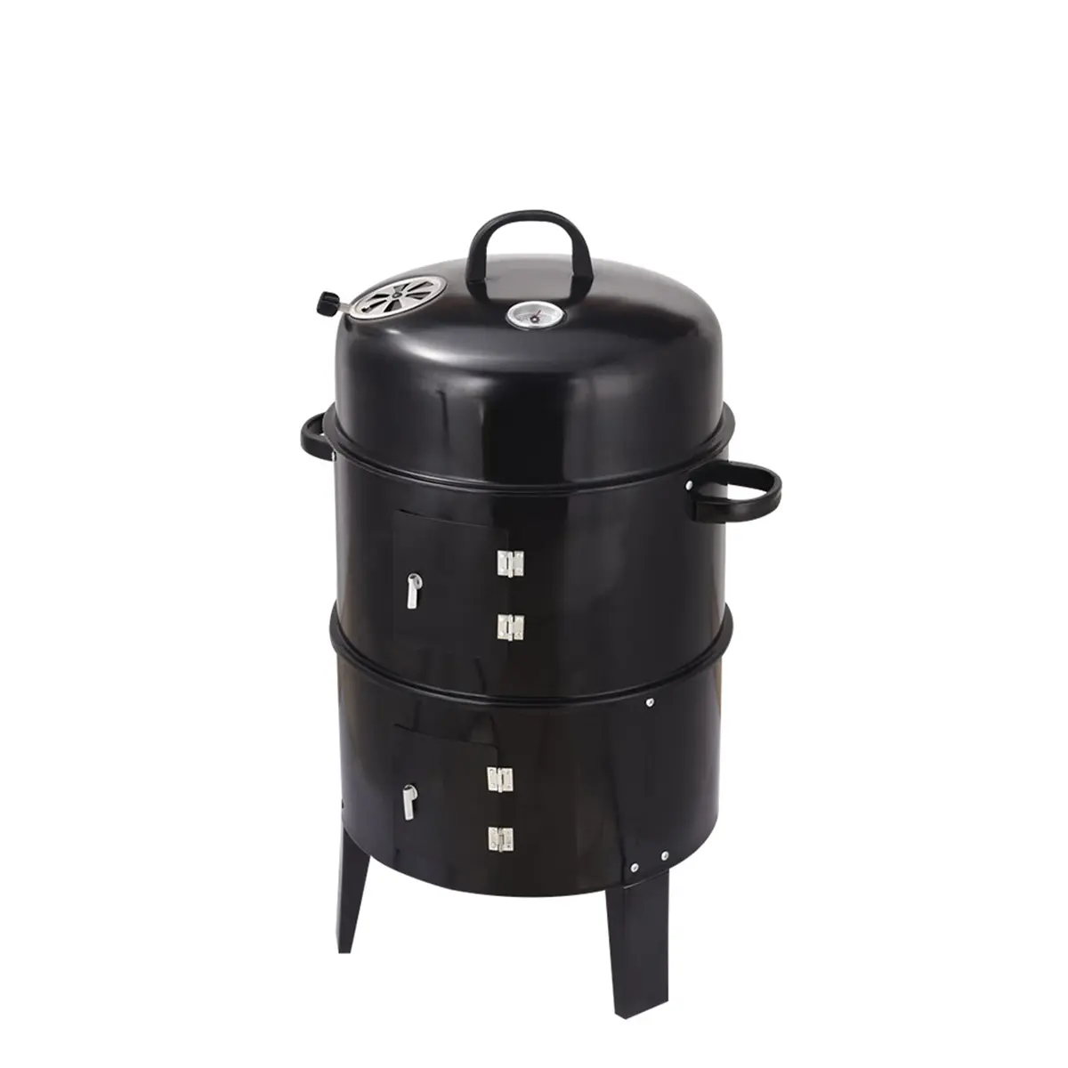 Vertical Charcoal Grill and Smoker, Double-Layer Steel Braising Oven for Outdoor Cooking, 360° Even Heat, Smokeless Design, Black, 15.75x15.75x33.07in