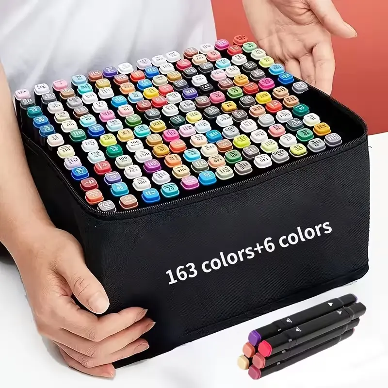 163 colors+6 colors, Dual Tip Alcohol Based Art Markers, Alcohol Marker Pens ,Art Set Drawing Markers Pen,Perfect for Adult Coloring Books Sketching and Card Making, Teens ,Mother's Day and christmas Gifts