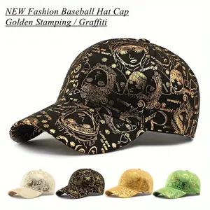 New Graffiti Baseball Caps Golden Stamping Outdoor Hip-hop Joker Cap Street Cool Baseball Hats for men and women Sports Hats Breathable Sun Cap Couple Caps Duckbill Cap