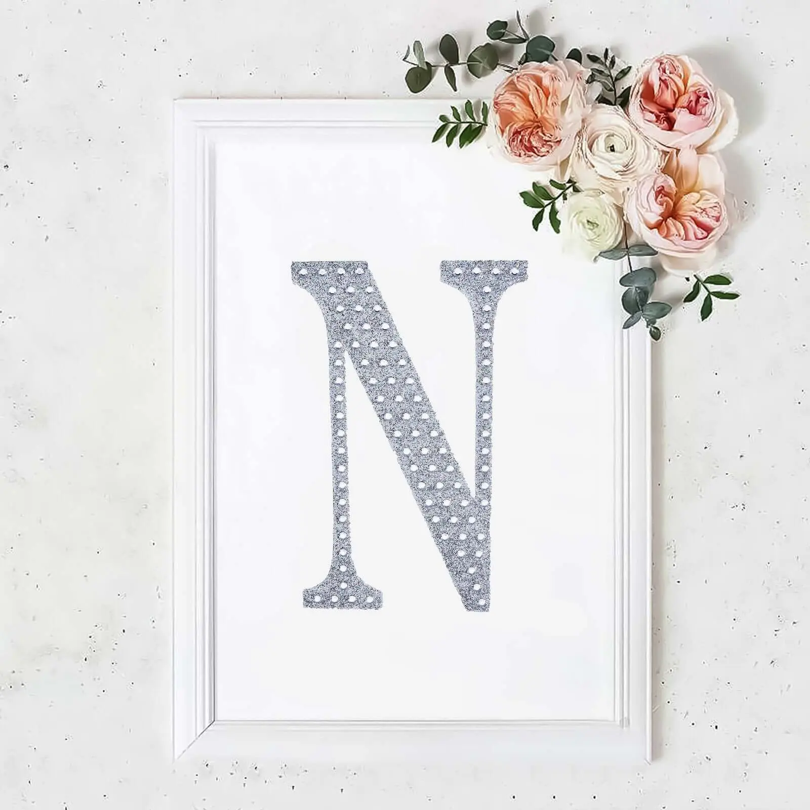 8" Silver Spark Rhinestone Alphabet "N" Decorative Decal, Self Adhesive DIY Craft Sticker for Scrapbooking, Wedding Embellishments (Toys & Hobbies)