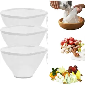 Bowl-shaped Nylon Nut Bag Strainer Smoothie Cream Milk  Nuts Sourdough Yogurt Filter Veggie Strainer with Bowl Cheese Cloth Bag for Straining Fine Mesh Sieve