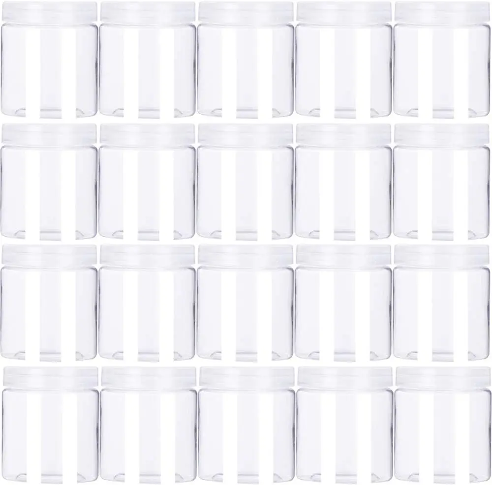 20 Pack 4oz/120ml Round Plastic Jars with Lids Empty Clear Slime Containers