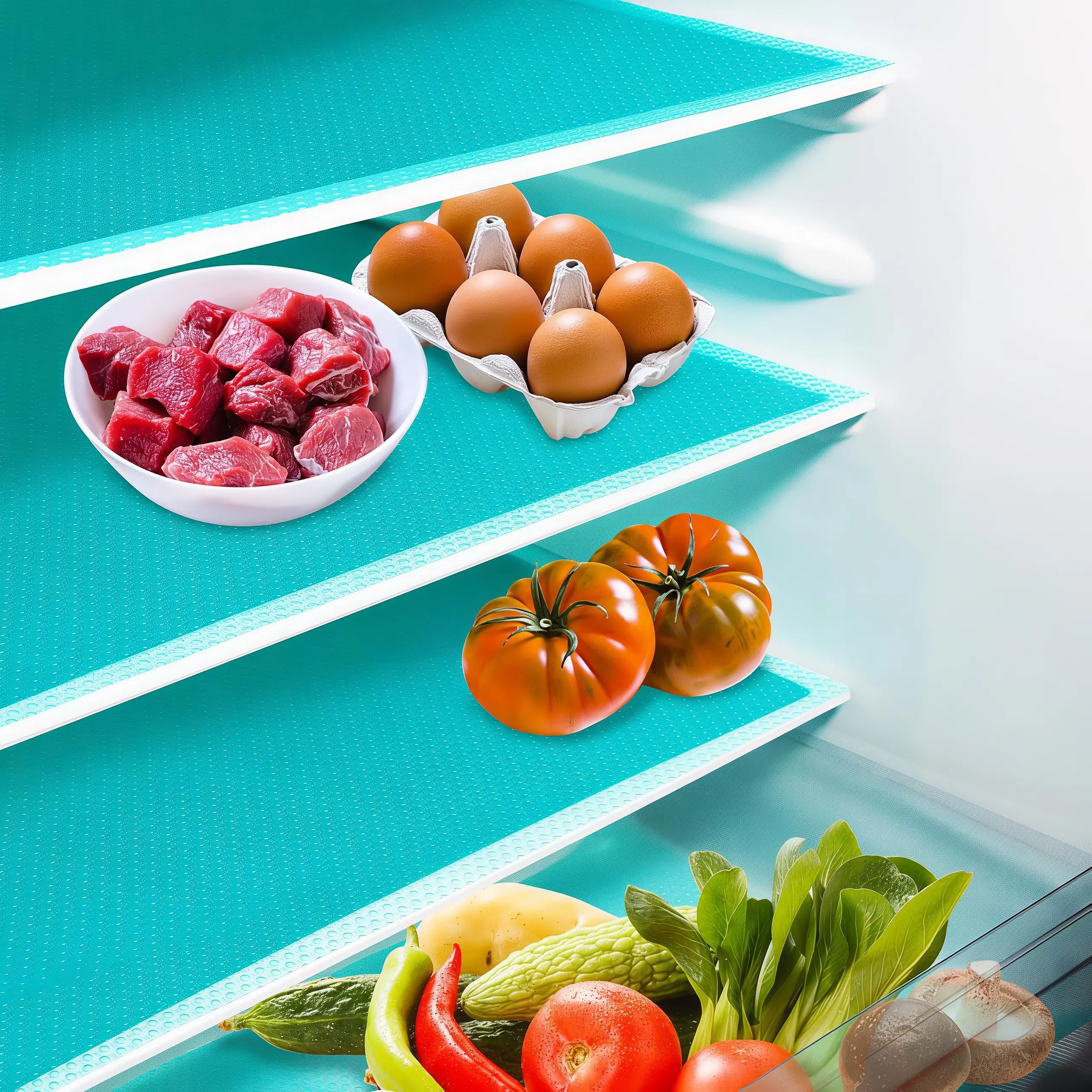 LMMAKE 4PCS Reusable EVA Refrigerator Mats - Waterproof, Cuttable, Washable, Insulated, Stain Resistant Kitchen Accessories for Refrigerator Shelves, Drawers, Cabinets