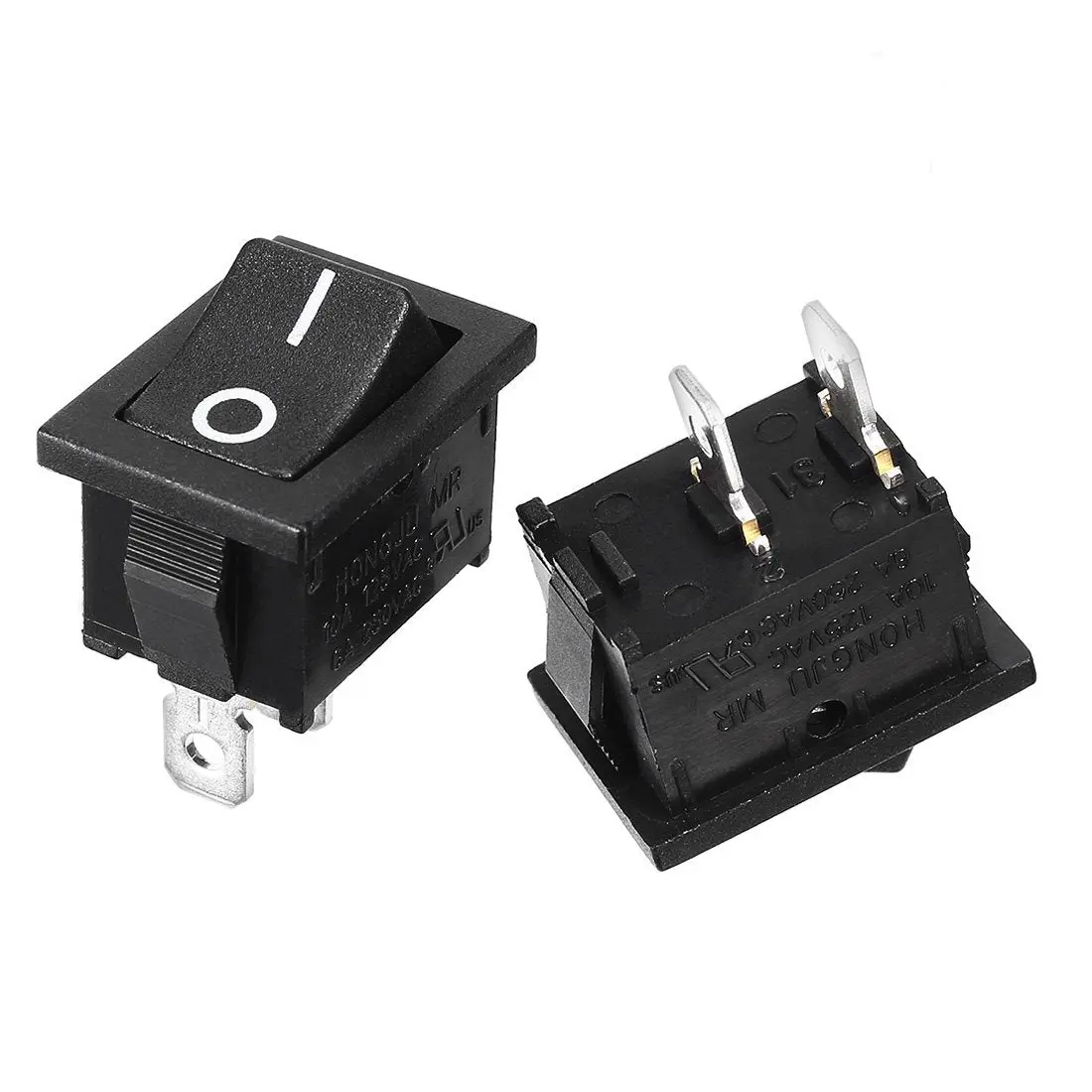 Black Rocker Switch ON-OFF SPST 2-Pin 21×15mm (0.8" x 0.6") KCD1-101 10A/125VAC 6A/250VAC — 2/5/10 Pack