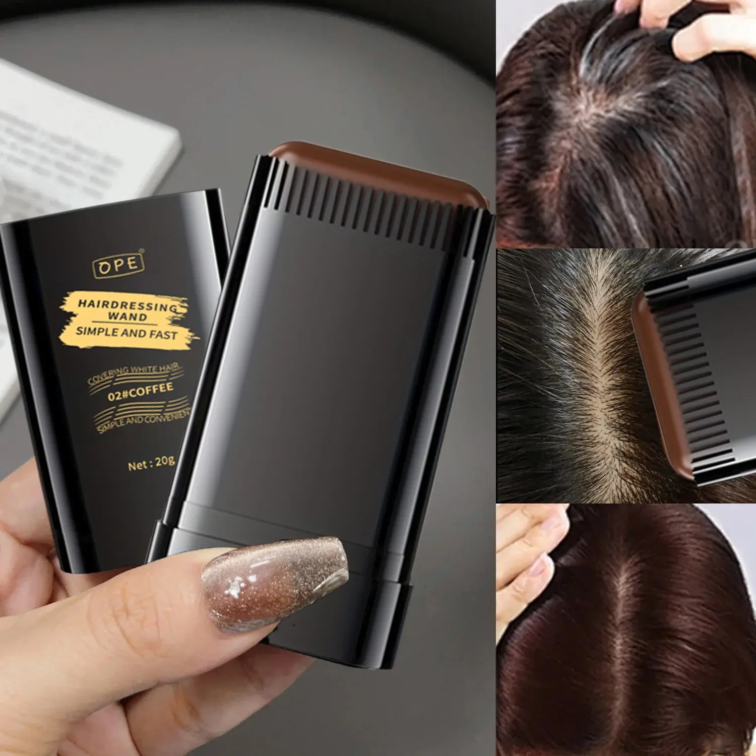Hair Shadow Stick for Hairline, Instant Hair Filler, Waterproof Sweat-resistant Hair Touch Up Pen for Receding Hairline, Natural Hair Enhancement Too, Root Cover Up, Hair Touch Up for Roots, Cover Grey Hair