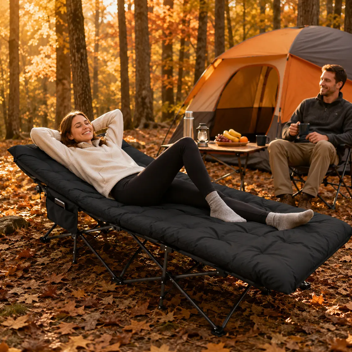 Unisex Folding Chaise Lounge Chair with Metal Frame, Multi-Position Recline, Padded Cushion, Headrest, Cup Holder, Moisture-Weather Resistant Fabric, Sturdy Supportive Fit, Collapsible Portable for Patio Camping