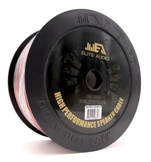 Elite Audio EA-PRO-8G-PWR(FS) 12 Gauge 100% OFC Tinned Copper Speaker Wire, 200ft True Gauge Car Audio Cable, Car Accessories