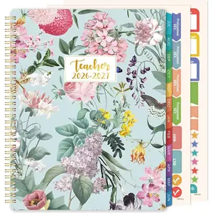 Teacher Planner 2026-2027 Weekly and Monthly Lesson Planner with Colorful Tabs, July 2026-June 2027, 8.3"x11" Academic Year Lesson Plan Book, Twin-Wire Binding Floral Updated Version