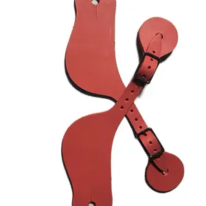 Red Western Spur Straps for Horse Riding and Tack Durable Leather Design with Adjustable Buckles