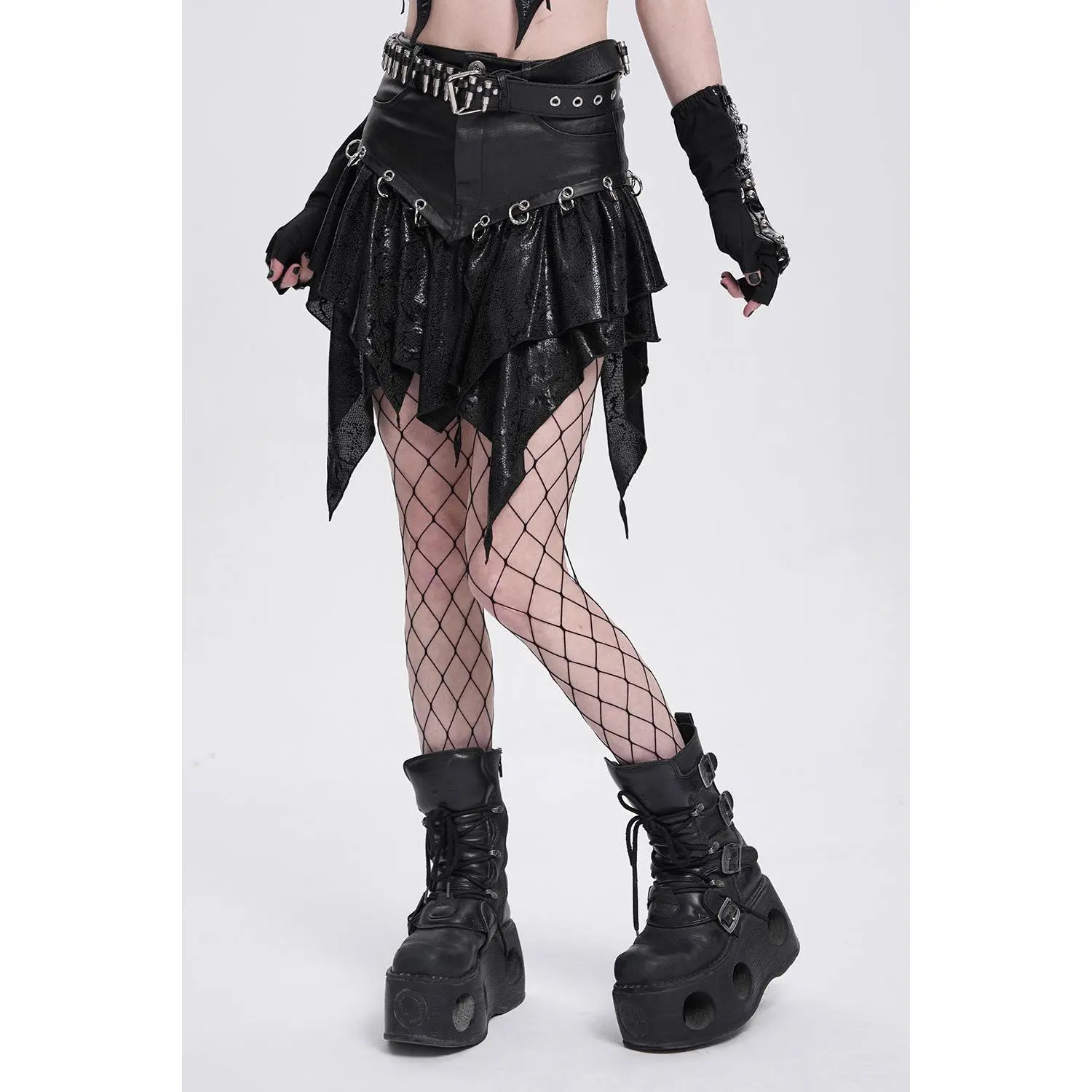 Pierced Witchy Hem Mini Skirt