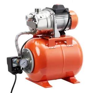 1HP Shallow Well Pump with Pressure Tank, 800 GPH Stainless Steel Jet Pump, Automatic Water Booster System for Home Garden Lawn Farm Irrigation