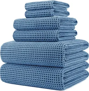 Oversize, 60 x 30 in., Quick Dry Lint Free Microfiber Bath Towel Set, 6 count (Waffle Weave)