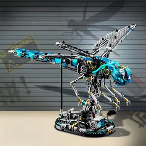 Cyberpunk Style Mechanical Dragonfly Building Block Toy, Tech Desk Ornament, Birthday Christmas Gift, Unisex Assembly Kit, Model Kit, DIY Kits