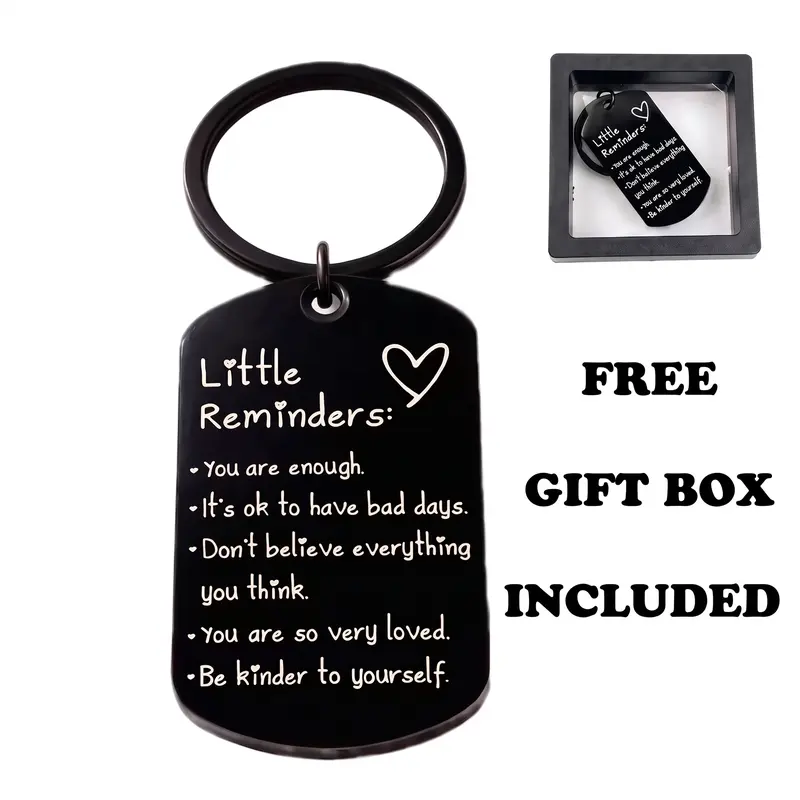 "You Are Enough" Inspirational Affirmation Keychain - Unisex Minimalist Print Key Holder, Small-Size Daily Carry Keychains for Women, Gift Idea with Gift Box, Keepsake for Birthday Party Gifting