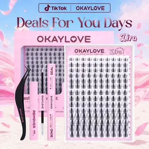 OKAYLOVE Lira Lash Clusters Kit with 1-2 Weeks Long-lasting Lash Bond and Seal, Tweezers and  Eyelash Remover for DIY at Home for Natural Clean Girls Makeup Gifts