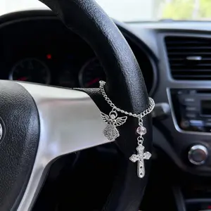 Car Steering Wheel Hanging Ornament, Cross Pendant Car Decor, Unisex Car Interior Decoration, Bag Charm, Unique Creative Gift, Car Interior Accessory, Car Trinkets, Car Accessories, Car Interior Decorative